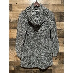 Ruff Hewn Womens Cowl Tunic Dress Sweater Black Gray Large